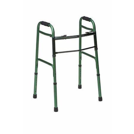 MABIS Mabis 500-1044-1200 Two Button Release Aluminum Folding Walkers with Rubber Tips - Green - Carton of 2 500-1044-1200